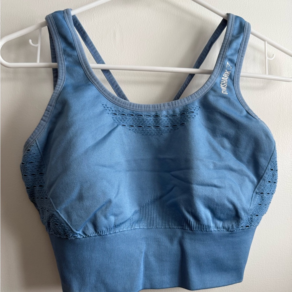 Gymshark Sky Blue Criss Cross Sports Bra, Size Medium